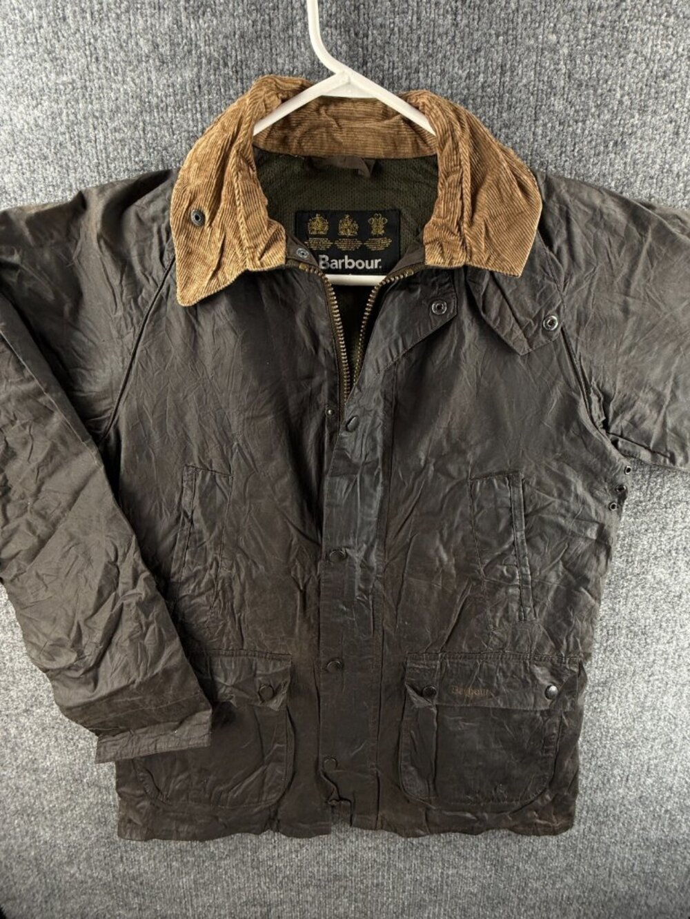 Barbour Truss Waxed Jacket Men Full Zip Lightweight Small Black Hunting Outdoor